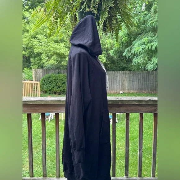 Electric & Rose cozy Sweatshirt Full Zip Hooded Dress Women 1X Black Pockets - Picture 4 of 6